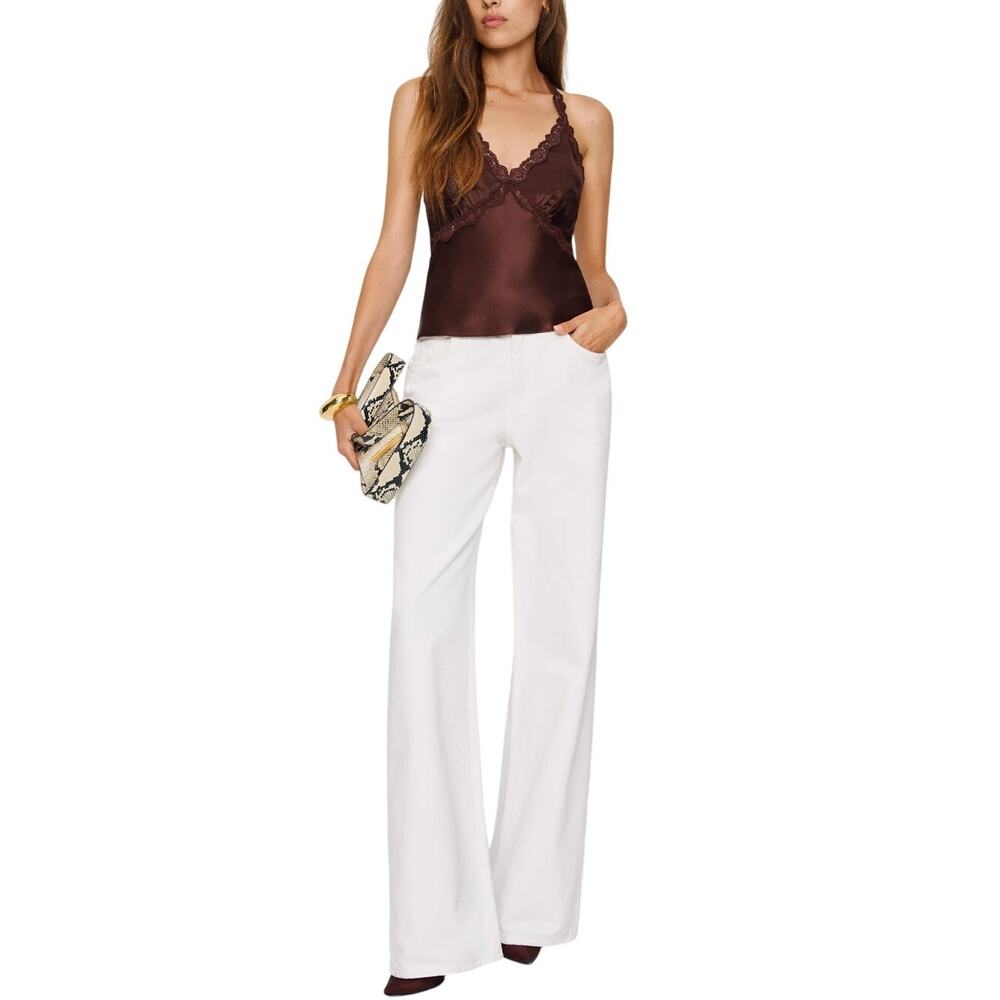 Reformation Lace Trim Burgundy Monica Camisole Size S